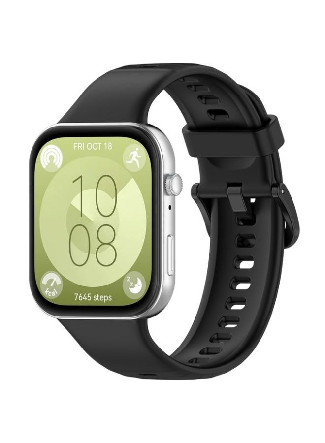 سوار سيليكون بديل لساعة هواوي فيت 4 2025، سوار رياضي ناعم من السيليكون لساعة هواوي فيت 4 2025 - أسود - Image 1